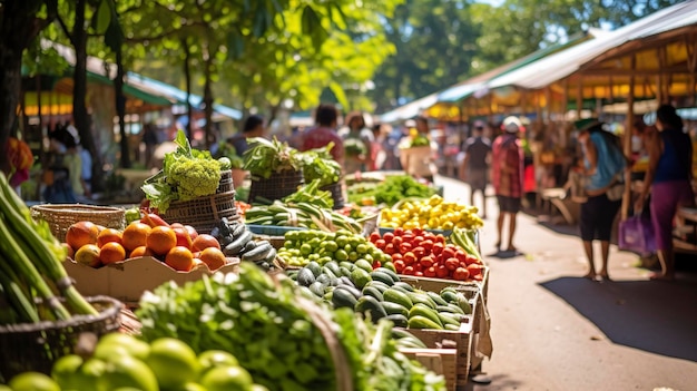 A Photo of a Lively Local Market with Fresh Produce and Handcrafted Goods