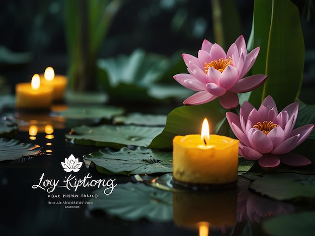 a photo of a lotus flower with a reflection of a lotus flower and a reflection of the water lilies