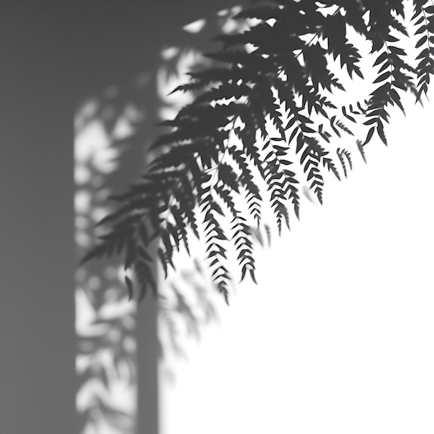 Photo of Lush Fern Frond Shadow Creating Intricate Natural Patterns Soft Dappled Edges Mimic a For