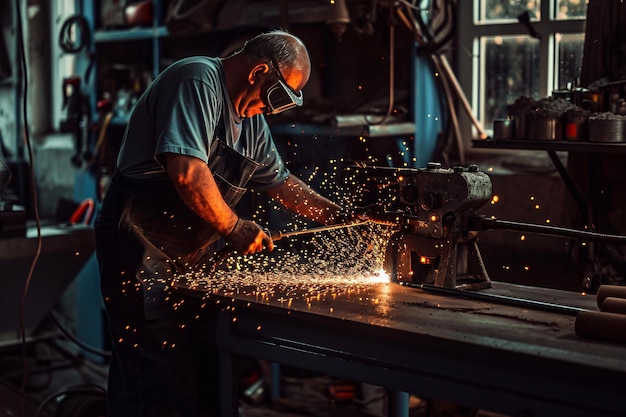 photo man is working at metal factory