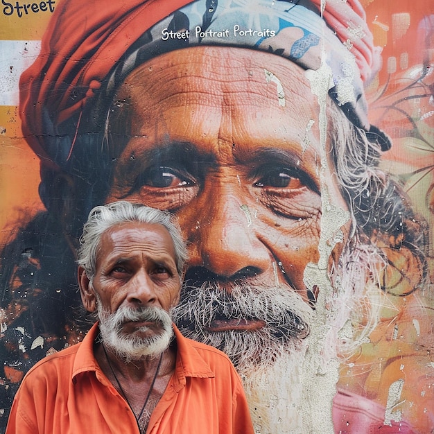 Photo of a man stands in front of a poster that says old street