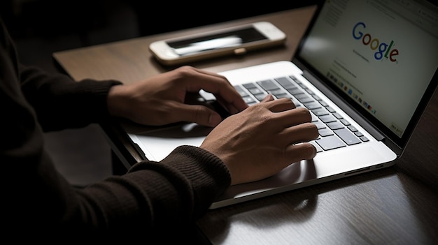 photo of the man using a laptop and browsing a website