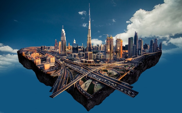 Photo manipulation of Dubai skyline