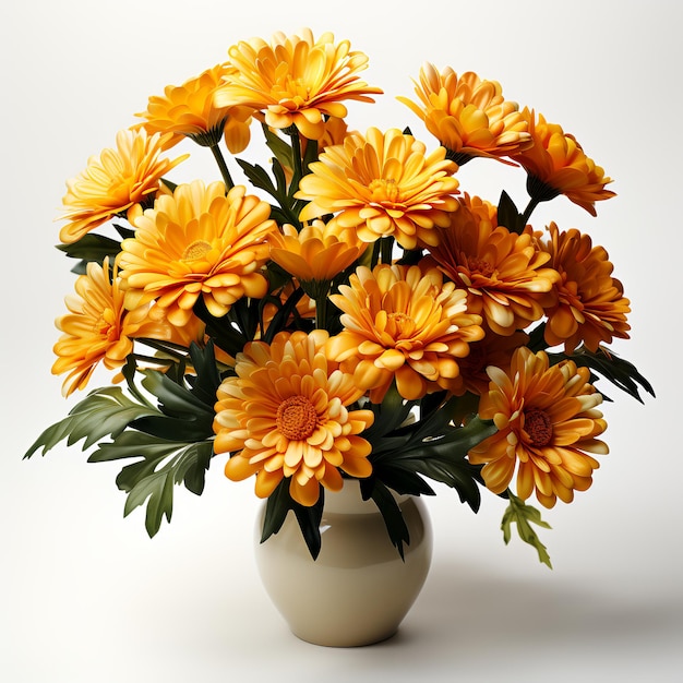 Photo of marigold in minimalist pot as houseplant for home decoration