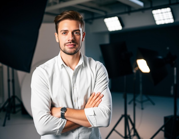 Photo medium shot man posing in studio