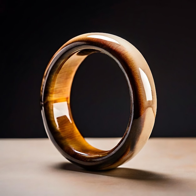 Photo photo of a mens ceramic ring with a highshine surface on a light beige background