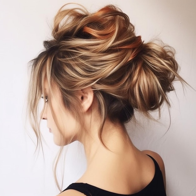 Photo of The messy updo with loose tendrils