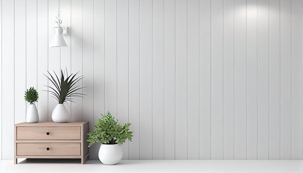 Photo minimal style white plank empty wall decorate w