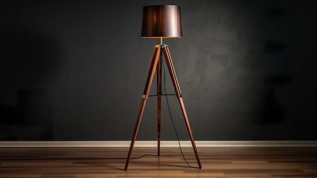 A photo of a minimalist floor lamp with a tripod base