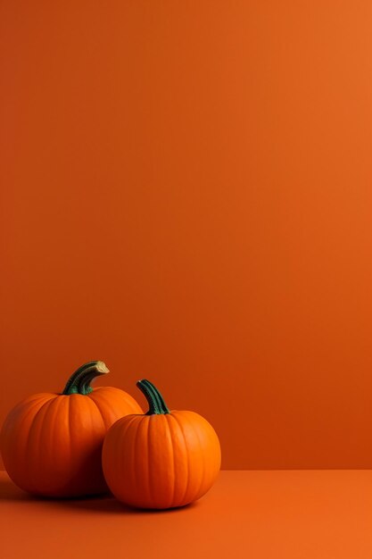 A photo of an minimalist orange Pumpking background with copy space AI generative