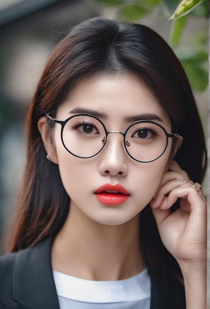 Photo of model asian with work suit and eyeglass