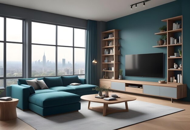 Photo modern style interior room 3d illustration