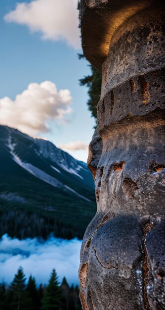 photo of a mountain and blue sky with clouds forest photography