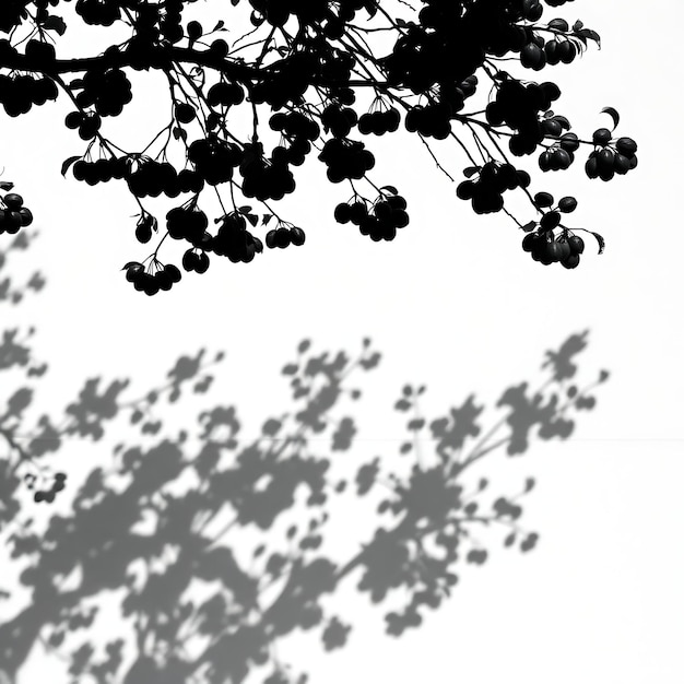 Photo photo of mulberry branch shadows casting dense rounded silhouettes bold lines emphasize growth su