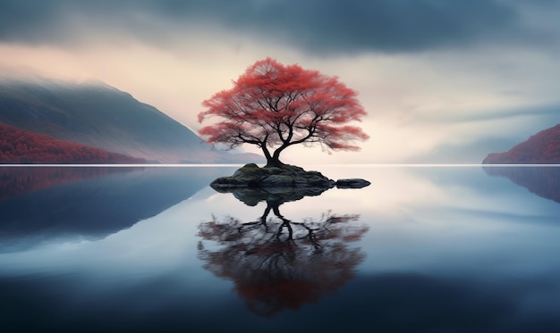 Photo nature tranquil beauty reflected in calm water