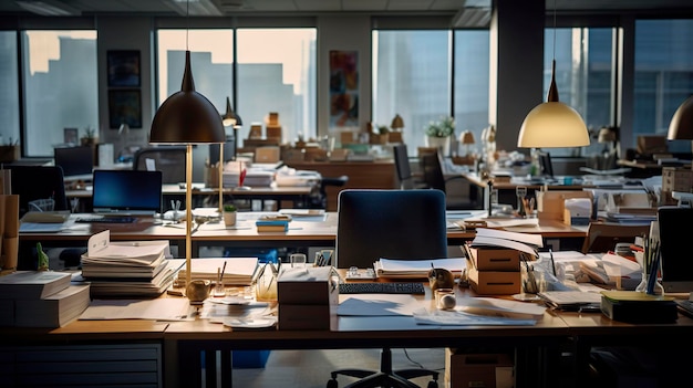 Photo a photo of neatly arranged office desks