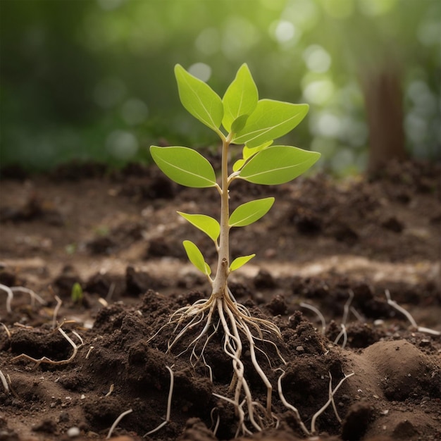 Photo new life emerges with seedling growth and roots