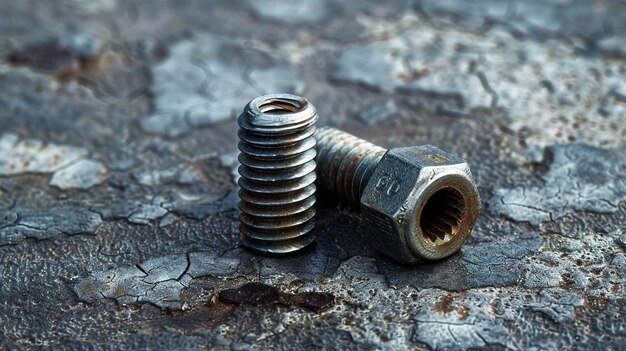 Photo a photo of a nut and bolt on a textured background