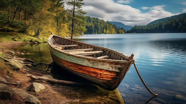 photo old rusty fishing boat on the slope