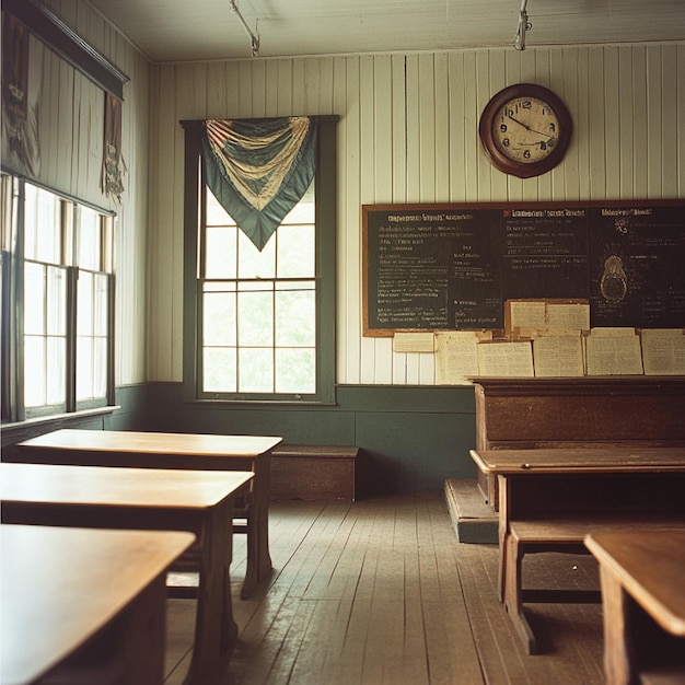 Photo a photo of an oldfashioned classroom or educational setting from the early 1900s