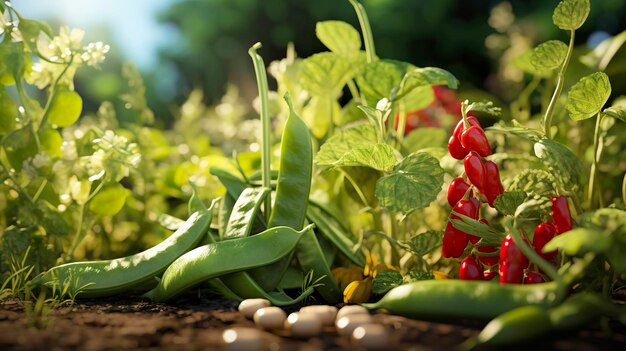 Photo a photo of organic legumes in a polyculture sett