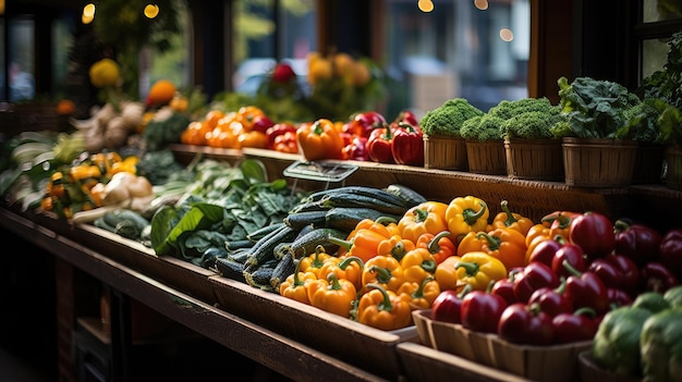 Photo of organic vegetables and fruits at a local market