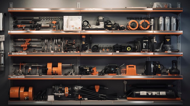 A photo of an organized shelf with plumbing