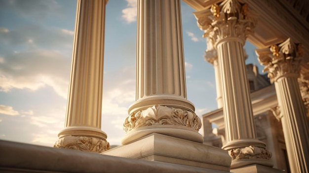 A photo of ornate capitals atop the columns