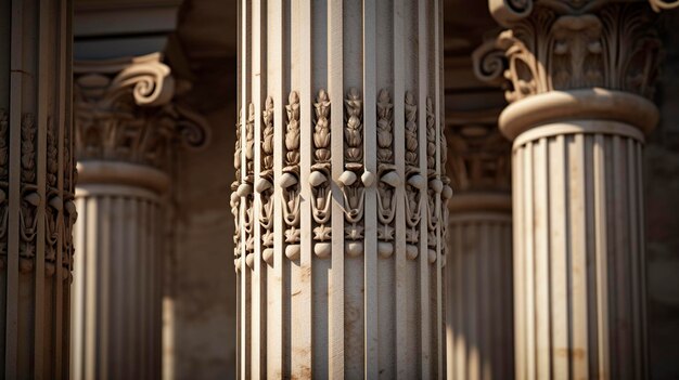 A photo of ornate capitals on the columns of an ancient design