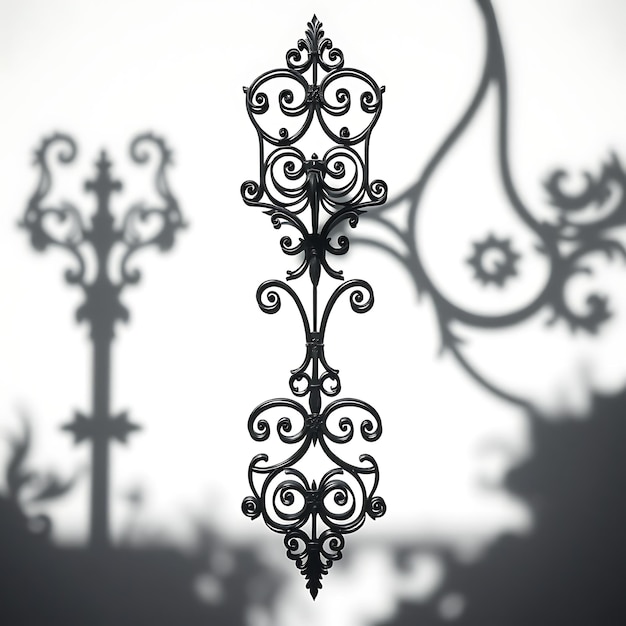 Photo photo of ornate wrought iron shadow casting elaborate scrollwork bold and intricate shapes stand o