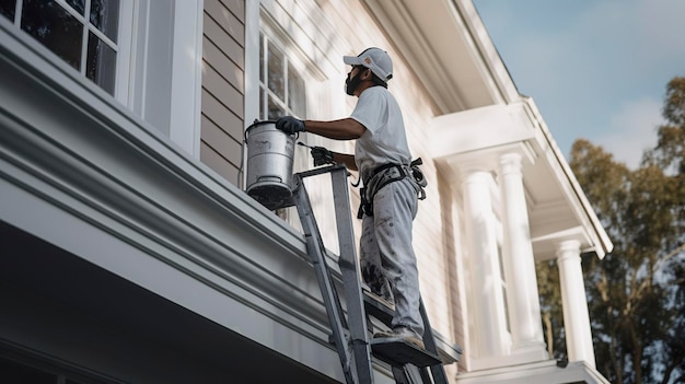 Photo a photo of a painter applying a fresh coat of exterior