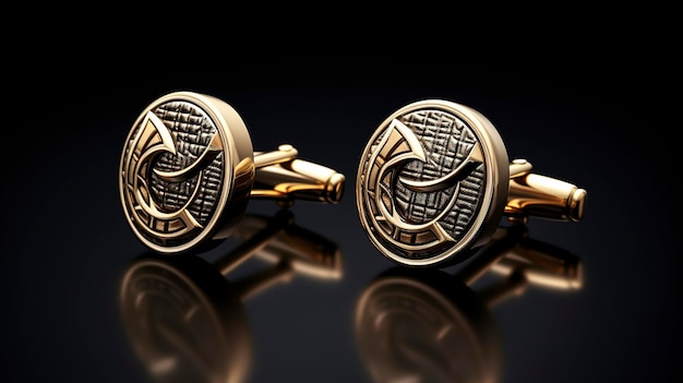 A photo of a pair of modern and stylish cufflinks