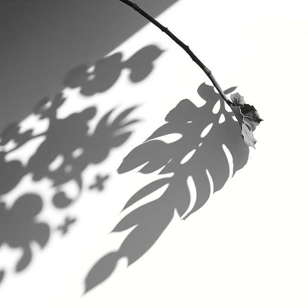 Photo of Papaya Leaves Shadow With Deeply Lobed Irregular Patterns Sharp Contrasts With a Tropical