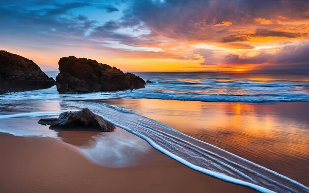 Photo photo of paradise beach during the day with sunset