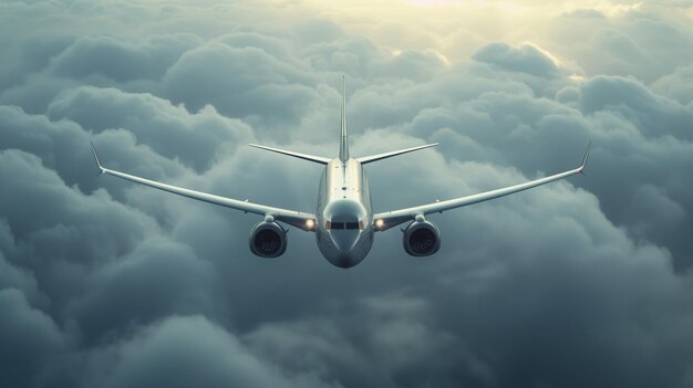 Photo of passenger airplane with of a modern airliner