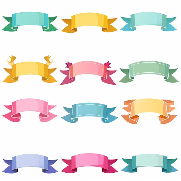 Photo of Pastel Ribbons Vibrant Set of Banners in Soft Shades