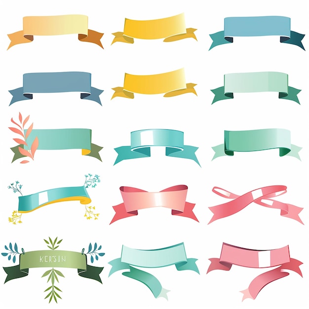 Photo photo of pastel ribbons vibrant set of banners in soft shades