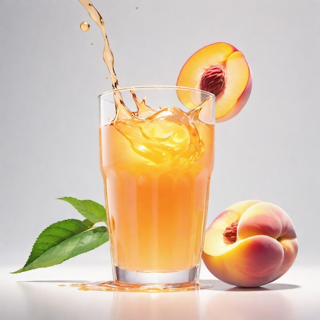 Photo photo of a peach juice with pieces of beet isolated on smooth background