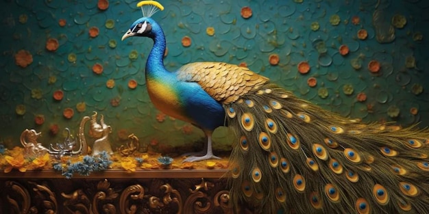 a photo of a peacock