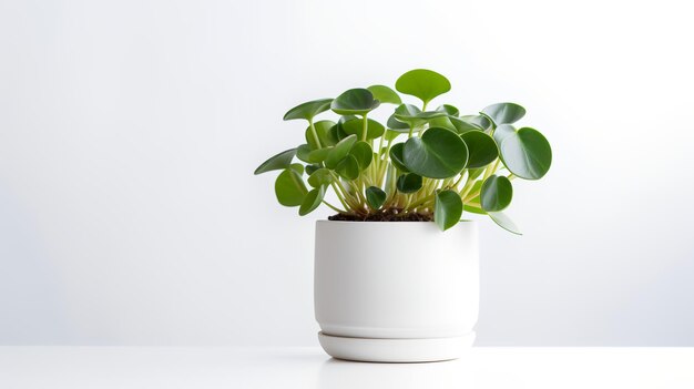 Photo of Peperomia in minimalist pot as houseplant for home decoration