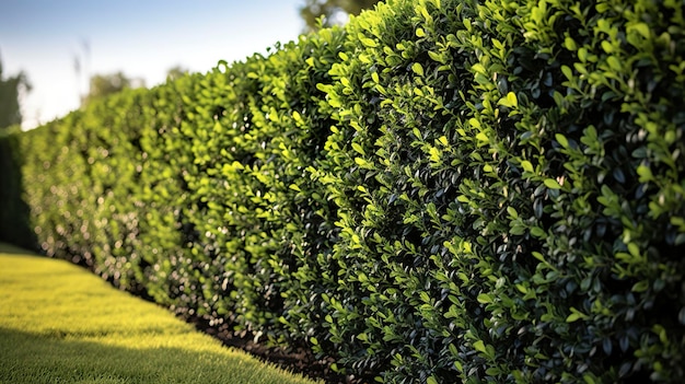 Photo a photo of a perfectly trimmed hedge