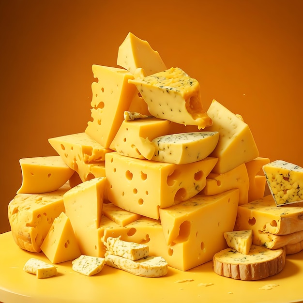 Photo pieces of delicious cheese ai generated