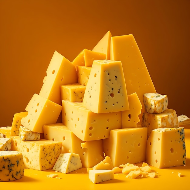 Photo pieces of delicious cheese ai generated