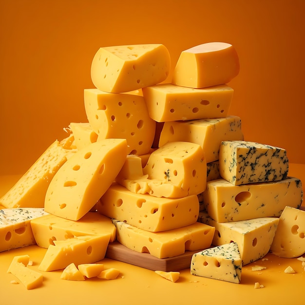 Photo pieces of delicious cheese ai generated