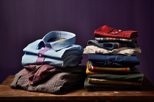 photo of a pile of clothes old fashion vintage style Photography AI Generated