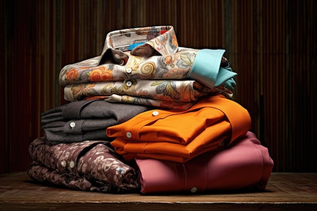 photo of a pile of clothes old fashion vintage style Photography AI Generated