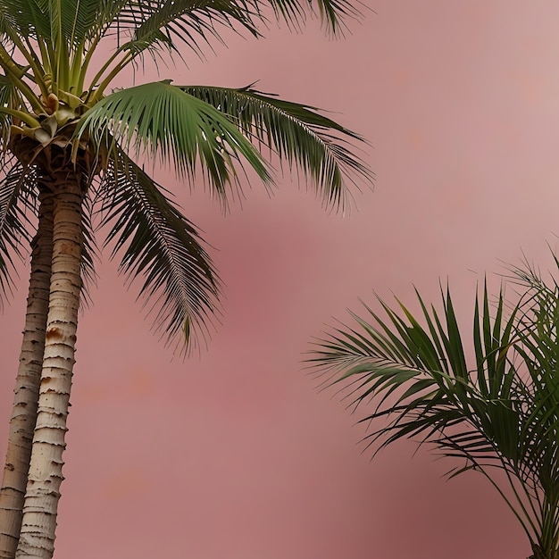 Photo photo pink background with palm tree generated by ai