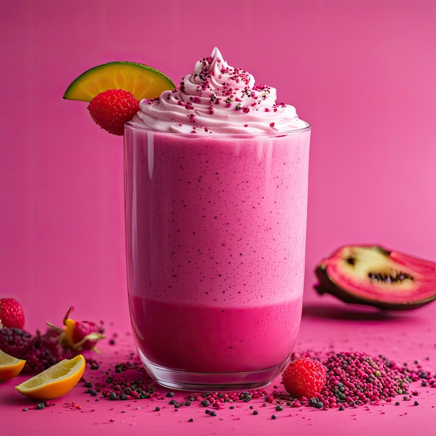 Photo pink matcha bright dragon fruit powder