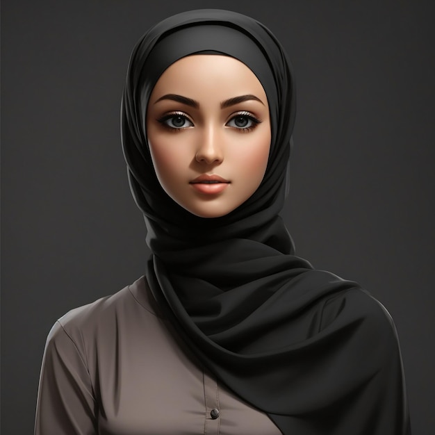 Photo of a plain hijab model with a black background 1