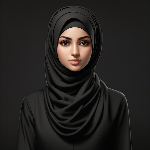 Photo of a plain hijab model with a black background 2